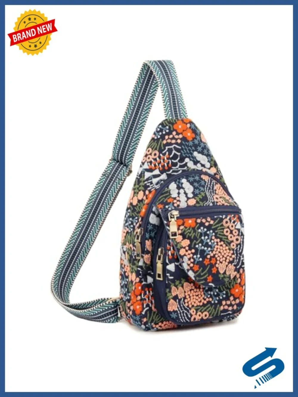 Vintage Embroidered Floral Ethnic Backpack Mini Travel Purse Canvas Crossbody